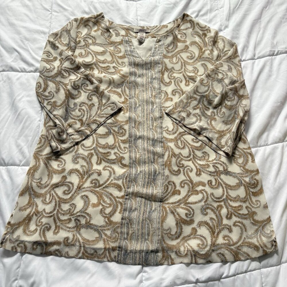 Covington Womens Size 16/18W 3/4 Sleeve Blouse V Neck Lightweight Office
